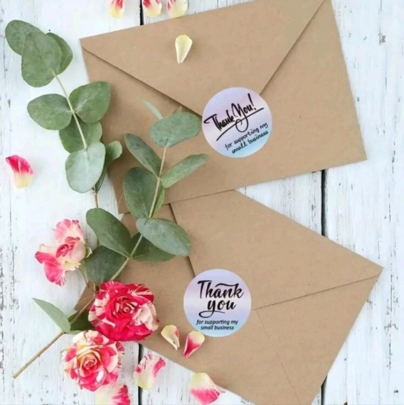 🔹️ 570 PIECES 50 silver thank you cards +500 “Thank You” sticker 20 bags ✨️ - Picture 12 of 12